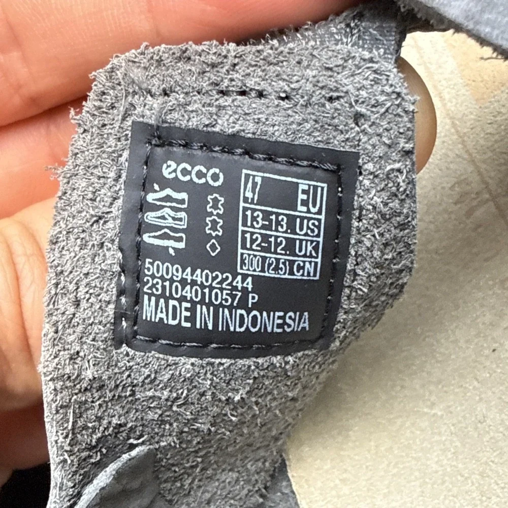 Ecco Leather Sandals Mens Size 13 Grey Adjustable Straps
